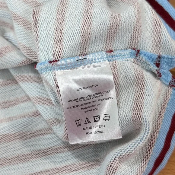 Evereve Ilona Rugby Sweatshirt Blue Burgundy Stripe Size Small - Picture 7 of 7